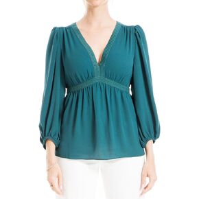 Max Studio Women's Long Sleeve V-Neck Empire Waist Blouse