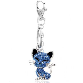 Liavy's Cat Charm Fashionable Keychain - Sparkling Crystal - Blue in Saudi Arabia
