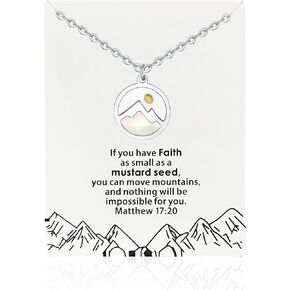 Aoemon Mustard Seed Necklace - Faith for Women, Jewelry Christian Inspirational Gifts of Snowy Mountain Necklace, Dainty with Gift Card in Kuwait
