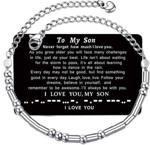 YOTHIWAD To My Son Bracelets Inspirational Bracelet Engraved Personalized Gifts to Son from Dad Mom Adjusatable Bracelet in Kuwait