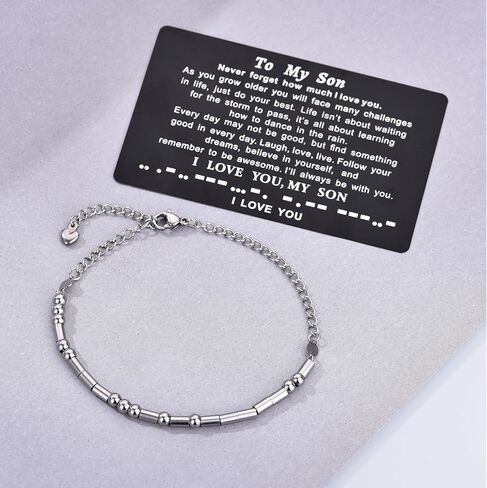 YOTHIWAD To My Son Bracelets Inspirational Bracelet Engraved Personalized Gifts to Son from Dad Mom Adjusatable Bracelet in Kuwait
