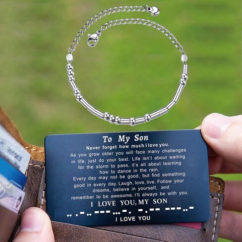 YOTHIWAD To My Son Bracelets Inspirational Bracelet Engraved Personalized Gifts to Son from Dad Mom Adjusatable Bracelet in Kuwait