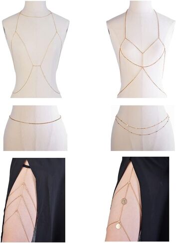 Tornito 6-8Pcs Sexy Belly Waist Chain Bikini Body Chain Summer Beach Body Jewelry Set for Women Gold Tone in Saudi Arabia