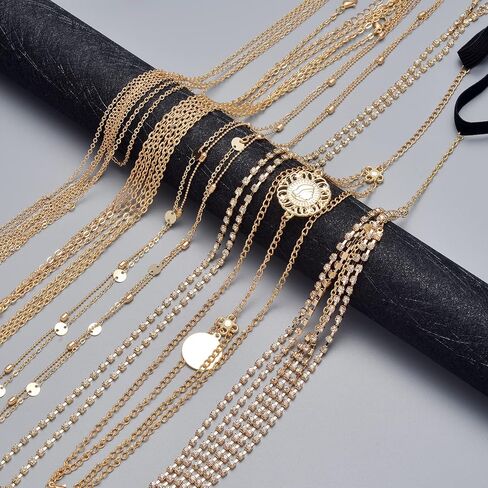 Tornito 6-8Pcs Sexy Belly Waist Chain Bikini Body Chain Summer Beach Body Jewelry Set for Women Gold Tone in Saudi Arabia