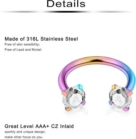 Ftovosyo Cartilage Earring Stud 16G Surgical Steel Forward-Helix Tragus Earrings Retainer Internal & External Threaded Labret Lip Ring Medusa Monroe Hoop Piercing Jewelry for Women Men 8mm in Saudi Arabia