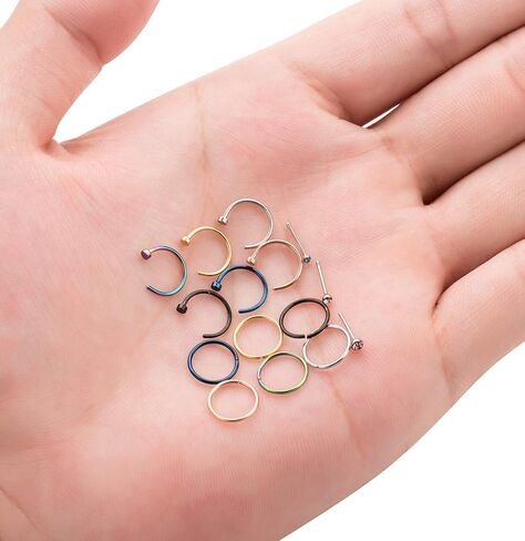 YOVORO 22 جرام 72 قطعة 316L الفولاذ المقاوم للصدأ الأنف ترصيع خواتم الغضروف هوب الأذن ثقب مجوهرات للجسم 1.5 مللي متر 2 مللي متر 2.5 مللي متر in Kuwait