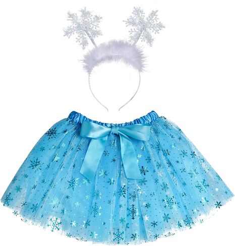 Miayon بريق ندفة الثلج عقال توتو تنورة مجموعة عيد الميلاد اللباس الملحقات للفتيات عيد الميلاد عيد الميلاد تأثيري حزب الديكور زي للفتيات 4-12 سنة in Kuwait