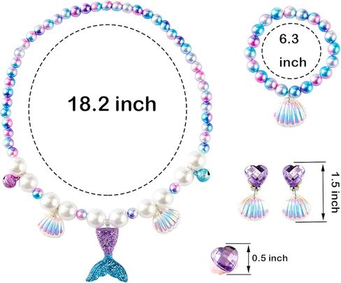 مجموعة شعر مستعار حورية البحر للبنات الصغيرات مع مجوهرات تاج لحفلات الهالوين التنكرية للأميرة in Kuwait