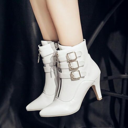 MEOTINA Gold High Heels for Women Kitten Heel Pointed Toe Short Womens Booties Buckle High Heeled Ankle Metallic Shoes in Saudi Arabia
