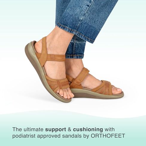 صندل جلدي للنساء من Orthofeet بالوما لتقويم العظام قابل للتعديل in Kuwait