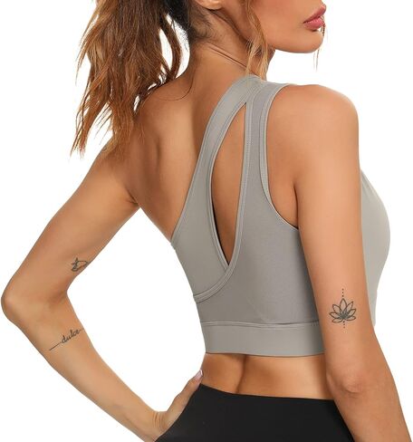 استمتع بحمالة صدر رياضية بكتف واحد ومبطنة وقابلة للإزالة ومثير لليوجا ودعم متوسط in Kuwait