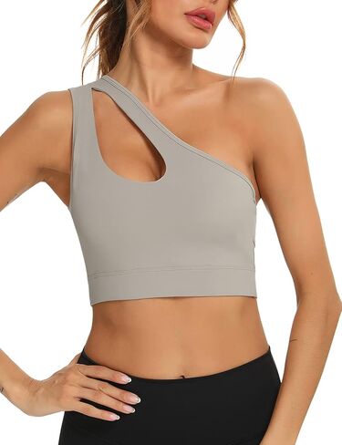 استمتع بحمالة صدر رياضية بكتف واحد ومبطنة وقابلة للإزالة ومثير لليوجا ودعم متوسط in Kuwait