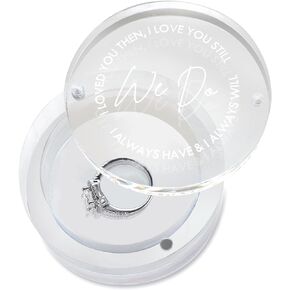 EIFLR Engraved Acrylic Ring Box for Wedding Ceremony Jewelry Ring Bearer Box for Proposal Engagement (Hexagon D)
