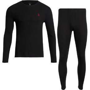 U.S. Polo Assn. Men's Thermal Underwear Set - Base Layer Long Sleeve Waffle T-Shirt and Long John Pants