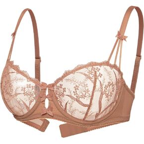 Mirry Women's Ultra Thin Bras Breathable Lace Unlined Bra Sheer Underwear Bra