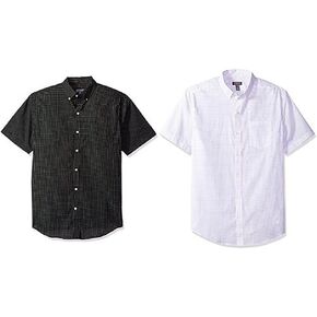Van Heusen Men's Wrinkle Free Short Sleeve Button Check Down Shirt
