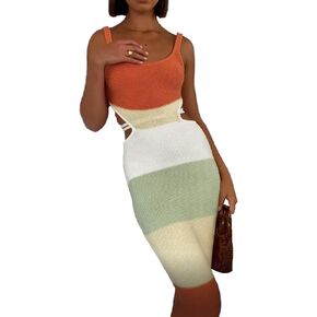 Usweetie Women Sexy Backless Knit Bodycon Midi Dress