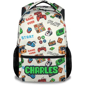 Mercuryelf Gaming Backpack for Boys Girls, 16 Inch Black Backpacks for School Travel, Fashion Lightweight Bookbag for Kids
