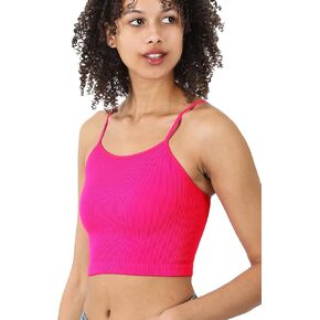 Zenana Ribbed Knit Seamless Spaghetti Strap Cropped Cami & Halter Neck Crop Tank Top in Saudi Arabia