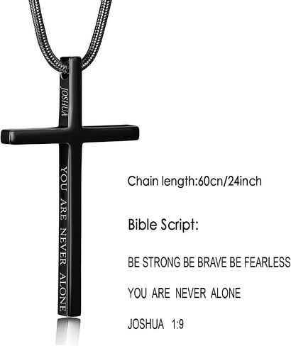 XOYOYZU Cross Necklace for Men Boys Christmas Gift Cross Pendant Strength Bible Verse Stainless Steel Necklaces in Saudi Arabia