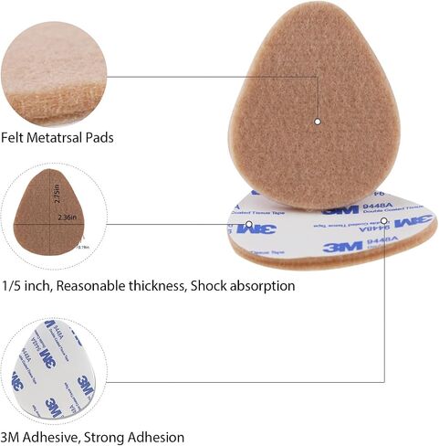 20 pcs Felt Metatarsal Pads for Women and Men, 3M Adhesive Forefoot Pads Forefoot Cushion Pads, Ball of Foot Cushion Foot Pads for Forefoot and Sole Support, Metatarsalgia Mortons Neuroma in Saudi Arabia