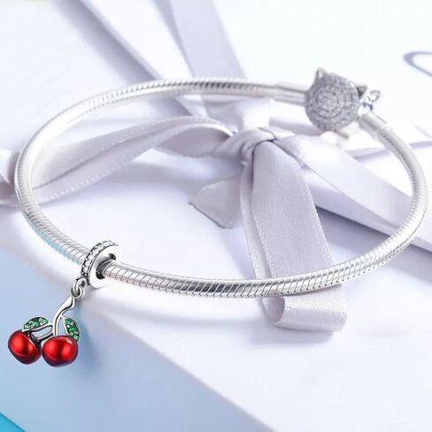 ABAOLA Cherry Dangle 925 Sterling Silver Fruit Charm Beads for Fashion Charms Bracelet & Necklace in Kuwait