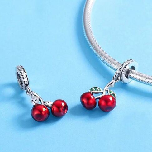 ABAOLA Cherry Dangle 925 Sterling Silver Fruit Charm Beads for Fashion Charms Bracelet & Necklace in Kuwait
