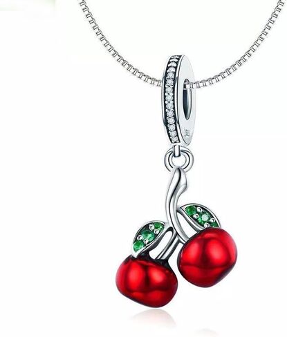 ABAOLA Cherry Dangle 925 Sterling Silver Fruit Charm Beads for Fashion Charms Bracelet & Necklace in Kuwait