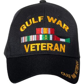 قبعة بيسبول قابلة للتعديل باللون الأسود مطرزة بعبارة "Owl Gulf War Veteran in Kuwait