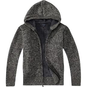 Gioberti Boy's Full Zip Knitted Cardigan Sweater with Hoody and Sherpa Lining