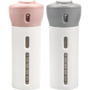 CHIVENIDO 4 in 1 Travel Dispenser, 2 Pack Travel Shampoo and Conditioner Dispenser, Refillable Travel Bottles for Toiletries, Muti Pump Bottle Toiletry Bottles for Traveling