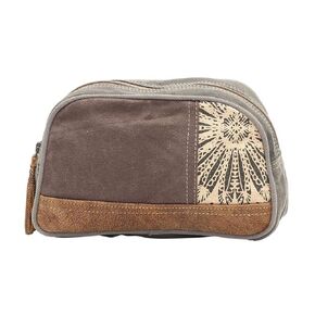 Flower Design Small Make-Up Bag, قماش, رمادي, 6" x 12" in Kuwait