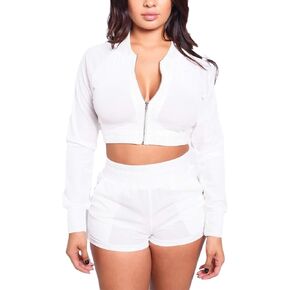 ZonJie ملابس ركض نسائية مخملية بدلات رياضية مكونة من قطعتين سويت شيرت مخملي بسحاب وسراويل رياضية in Kuwait