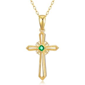 SISGEM 14K الذهب الحقيقي الصليب قلادة قلادة للنساء، الذهب الأصفر مويسانيتي الصليب القلائد غرامة مجوهرات الذكرى السنوية هدايا عيد ميلاد للزوجة صديقة 16 ''+ 2'' in Kuwait