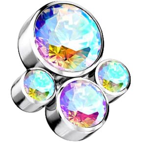 Pierced Owl - 14GA G23 Implant Grade Titanium Internally Threaded CZ Crystal Paw Print Dermal Anchor Top