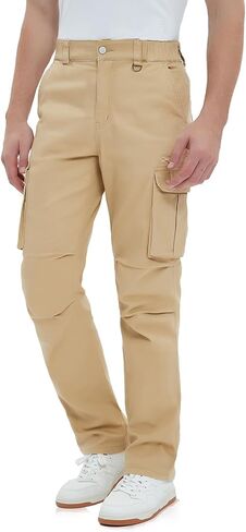 Men's Cargo Pants Casual Cotton Elastic Waist Work Pants Military Combat Tactical Cargo Pants with 7 Pockets in Kuwait