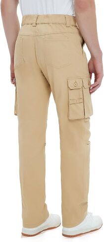 Men's Cargo Pants Casual Cotton Elastic Waist Work Pants Military Combat Tactical Cargo Pants with 7 Pockets in Kuwait