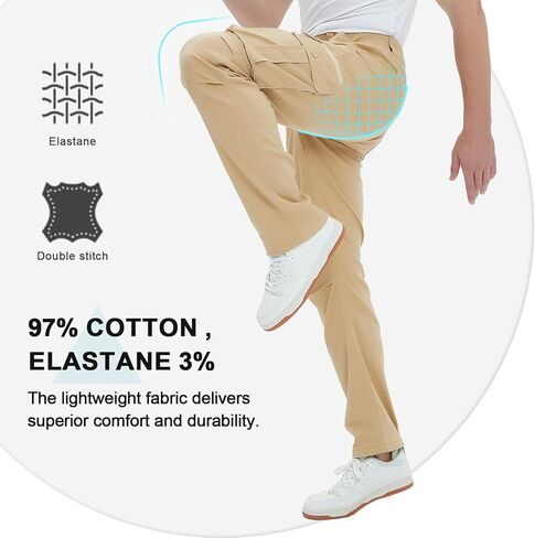 Men's Cargo Pants Casual Cotton Elastic Waist Work Pants Military Combat Tactical Cargo Pants with 7 Pockets in Kuwait