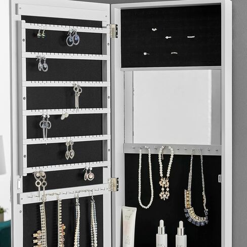 FirsTime & Co. White Eloise Jewelry Armoire, Necklace Organizer for Bedroom Storage, Full Length Mirror Wall Vanity, Wood, Farmhouse, 43 x 14 inches in Saudi Arabia
