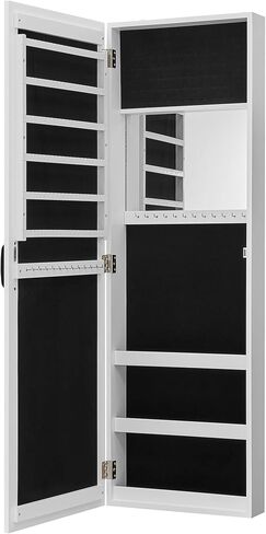FirsTime & Co. White Eloise Jewelry Armoire, Necklace Organizer for Bedroom Storage, Full Length Mirror Wall Vanity, Wood, Farmhouse, 43 x 14 inches in Saudi Arabia