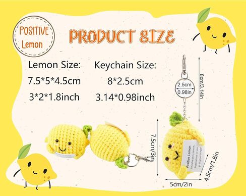 سلسلة مفاتيح بتصميم ليمون ايجابي لطيف ومضحك من كوراسيك، دمية كروشيه محبوكة، هدايا ابداعية ملهمة للرجال والنساء وديكور شنطة المنزل in Kuwait