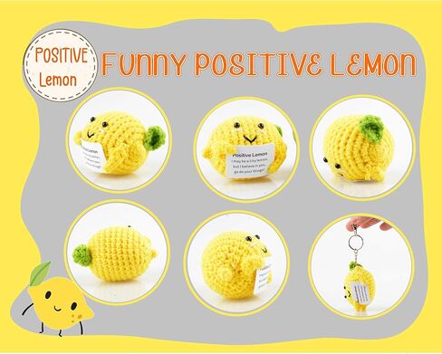 سلسلة مفاتيح بتصميم ليمون ايجابي لطيف ومضحك من كوراسيك، دمية كروشيه محبوكة، هدايا ابداعية ملهمة للرجال والنساء وديكور شنطة المنزل in Kuwait