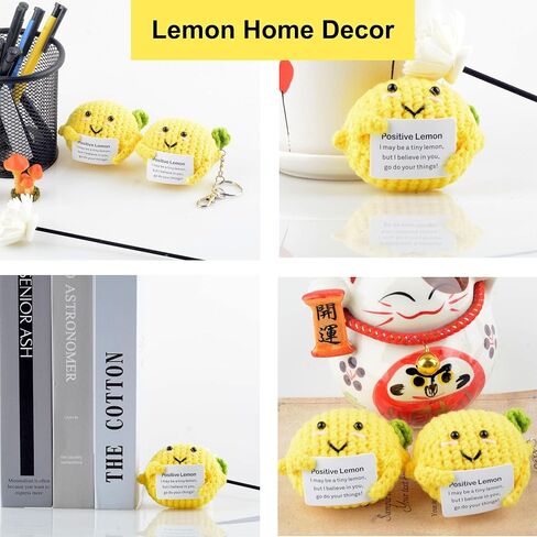 سلسلة مفاتيح بتصميم ليمون ايجابي لطيف ومضحك من كوراسيك، دمية كروشيه محبوكة، هدايا ابداعية ملهمة للرجال والنساء وديكور شنطة المنزل in Kuwait