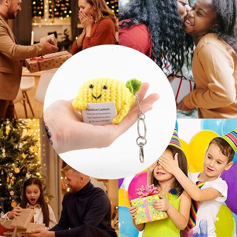 سلسلة مفاتيح بتصميم ليمون ايجابي لطيف ومضحك من كوراسيك، دمية كروشيه محبوكة، هدايا ابداعية ملهمة للرجال والنساء وديكور شنطة المنزل in Kuwait