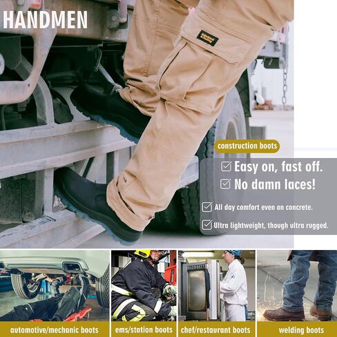 أحذية عمل HANDMEN للرجال، أحذية عمل مقاومة للماء مركبة/ناعمة الأصابع، مقاومة للانزلاق ومضادة للكهرباء الساكنة، أحذية عمل آمنة 8 9 10 11 12 13 in Kuwait