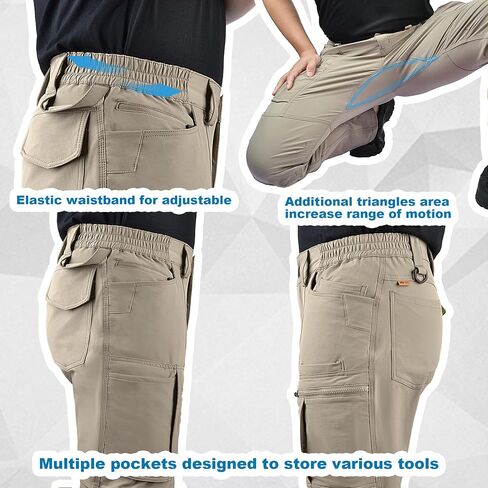 POWERTHREE Men's 4 Way Stretch Outdoor Cargo Pants All Season with Multi Pocket Work Pant for Work Utility M919 in Saudi Arabia