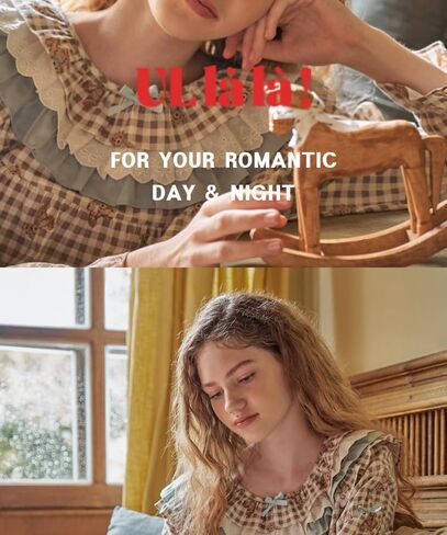 ULLALA Pajamas for Women Vintage Long sleeve 30'S Cotton Woody bear Two-Piece Brown Soft Sleepwear 2Piece one Size in Kuwait