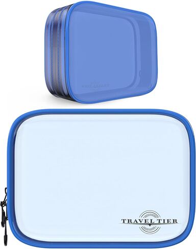3 Pack Transparent Quart Size TSA Approved Toiletry Bags/Make Up Bags (Blue) in Saudi Arabia