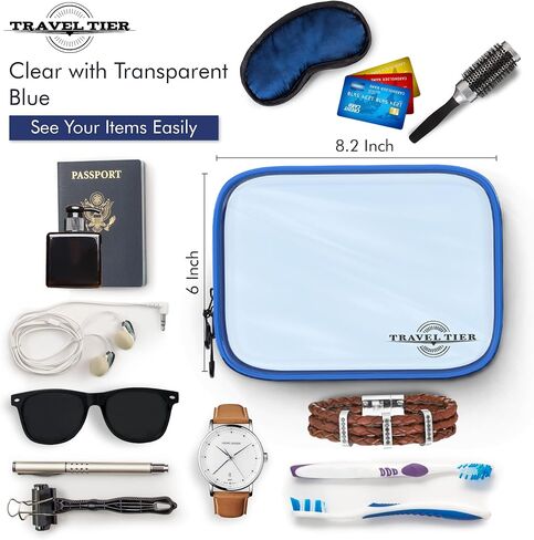 3 Pack Transparent Quart Size TSA Approved Toiletry Bags/Make Up Bags (Blue) in Saudi Arabia