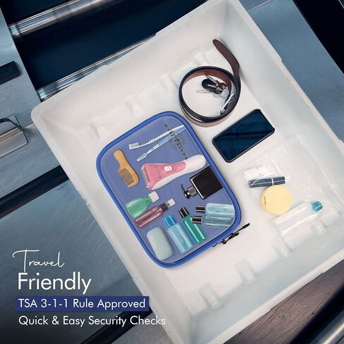 3 Pack Transparent Quart Size TSA Approved Toiletry Bags/Make Up Bags (Blue) in Saudi Arabia